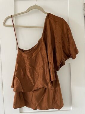 NWT Halston Heritage Silk Shirt in Rust